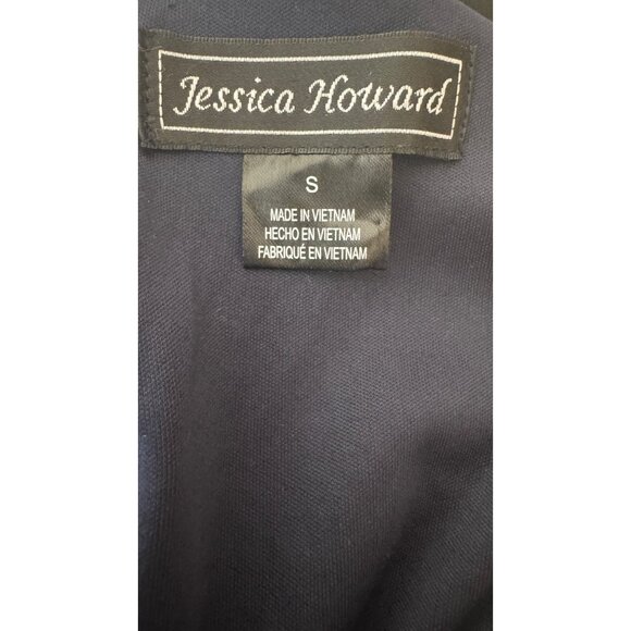 2/$30 Jessica Howard Small Romper Jumpsuit Sleeveless Navy & White Leaf Print - Picture 4 of 16